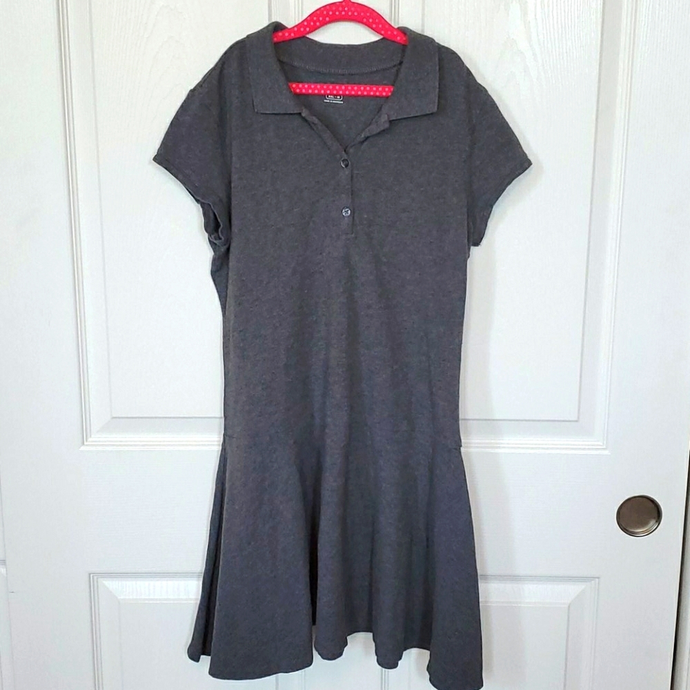Grey Children's Place Polo Shirt Dress sz 16